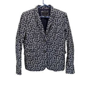 J. Crew Schoolboy Blazer Linen Blue White Floral Size 8